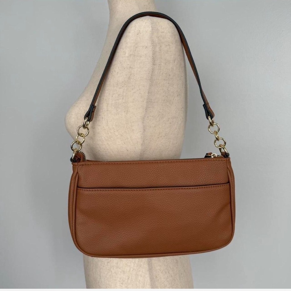 vintage 90s brown leather shoulder bag - Picture 2 of 6
